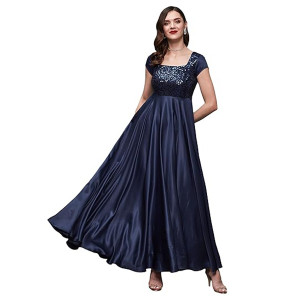 Miss Chase Women's Halter-Neck Cap-Sleeve Pleated Embellished Georgette Maxi Dress