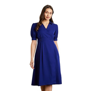 Symbol Premium Women's Fit & Flare Wrap Dress soda blue